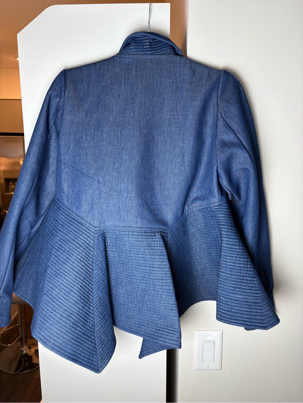Gracia Designer Asymmetrical Jacket | Sculptural Blue Statement Blazer | Size M - Picture 10 of 14